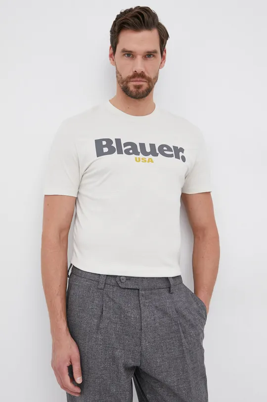 beżowy Blauer - T-shirt bawełniany