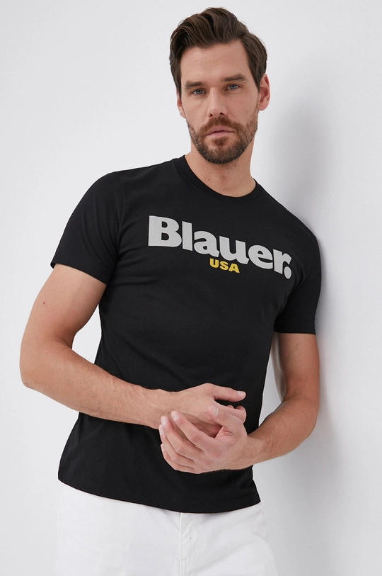 czarny Blauer - T-shirt bawełniany Męski