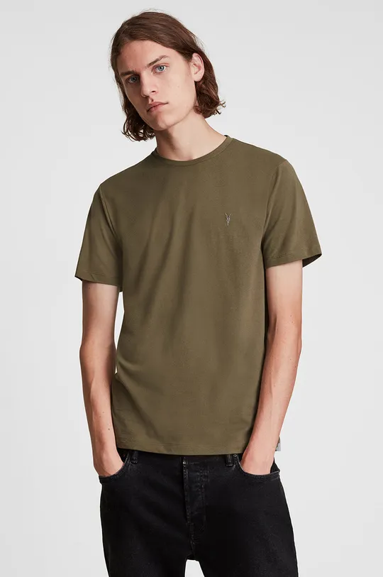 коричневый Хлопковая футболка AllSaints Мужской