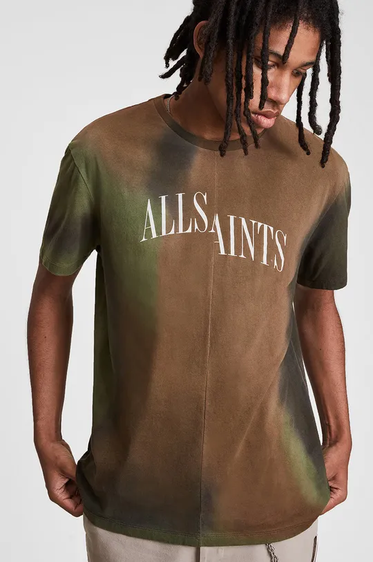 multicolor AllSaints T-shirt bawełniany CAMO DROPOUT SS CREW Męski