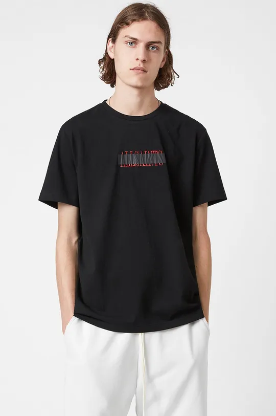 czarny AllSaints T-shirt bawełniany STAMP LAMINATE SS CR Męski