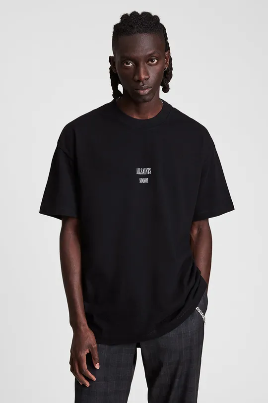 czarny AllSaints T-shirt bawełniany DIXON SS CREW Męski