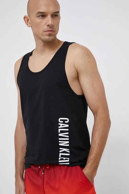 czarny Calvin Klein T-shirt bawełniany Męski