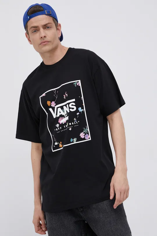 czarny Vans T-shirt bawełniany