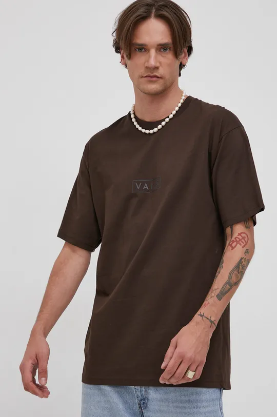 brązowy Vans T-shirt bawełniany