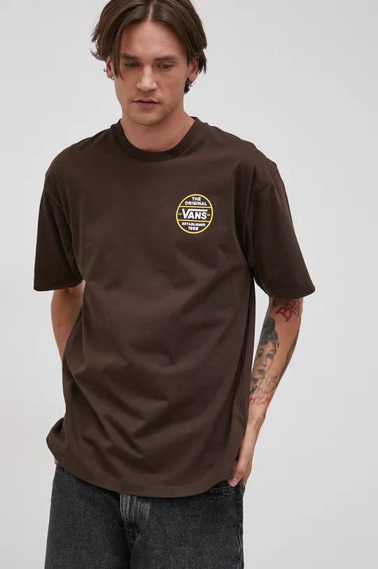 коричневый Хлопковая футболка Vans Мужской