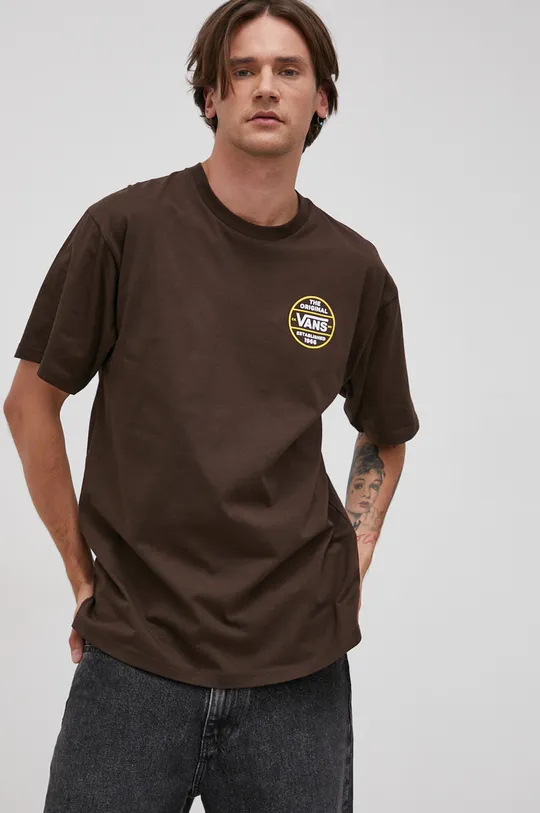 brązowy Vans T-shirt bawełniany