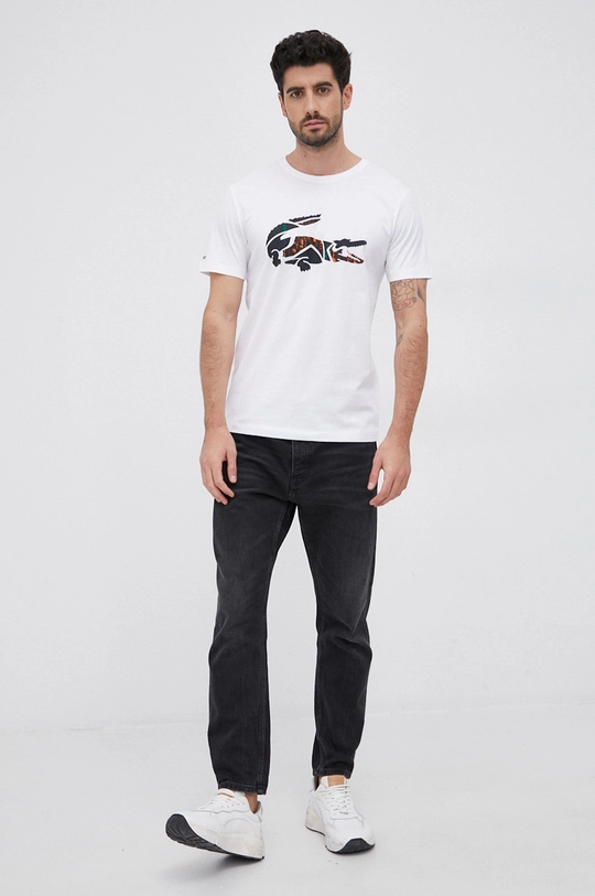 biały Lacoste T-shirt bawełniany TH2207 Męski