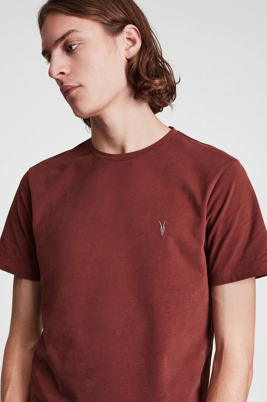 AllSaints T-shirt bawełniany BRACE SS CREW bordowy