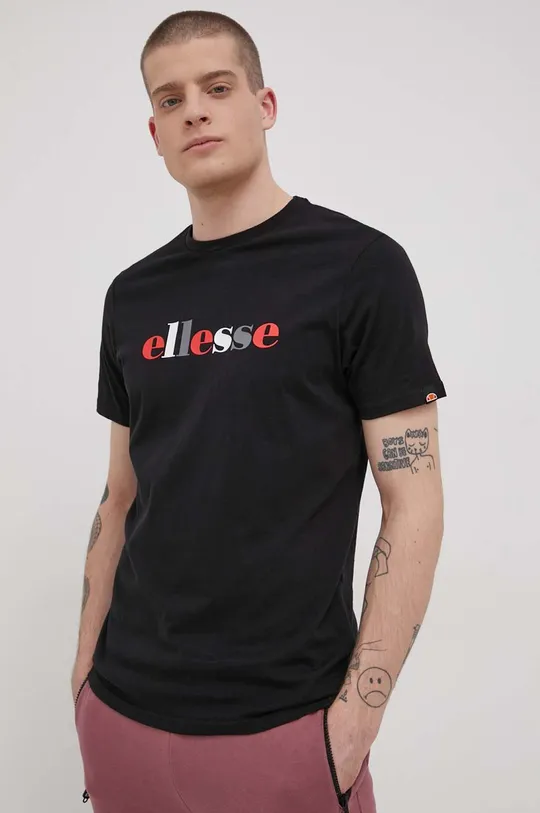 czarny Ellesse T-shirt bawełniany Męski