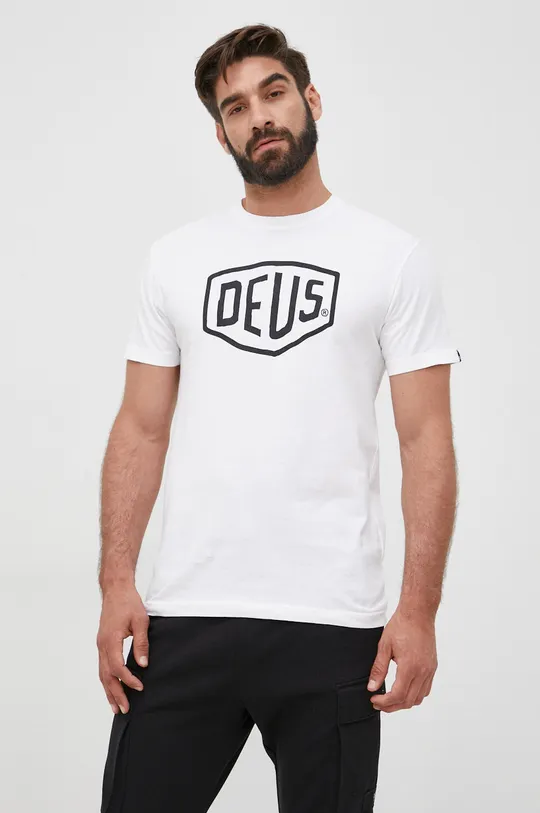 Βαμβακερό μπλουζάκι Deus Ex Machina λευκό