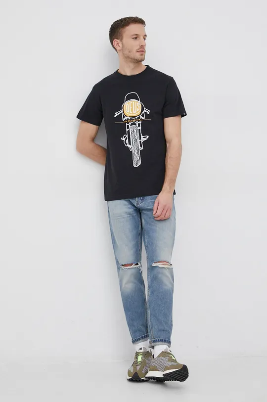 Βαμβακερό μπλουζάκι Deus Ex Machina μαύρο