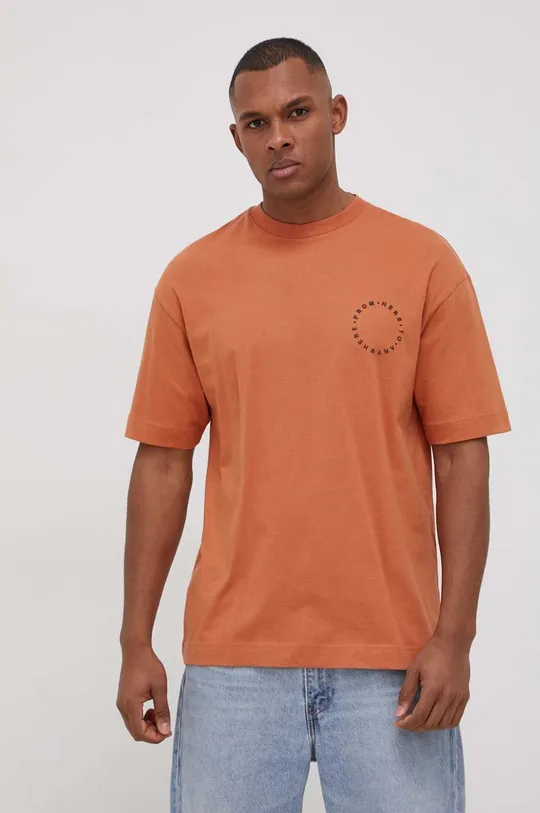 oranžová Bavlnené tričko Jack & Jones Pánsky