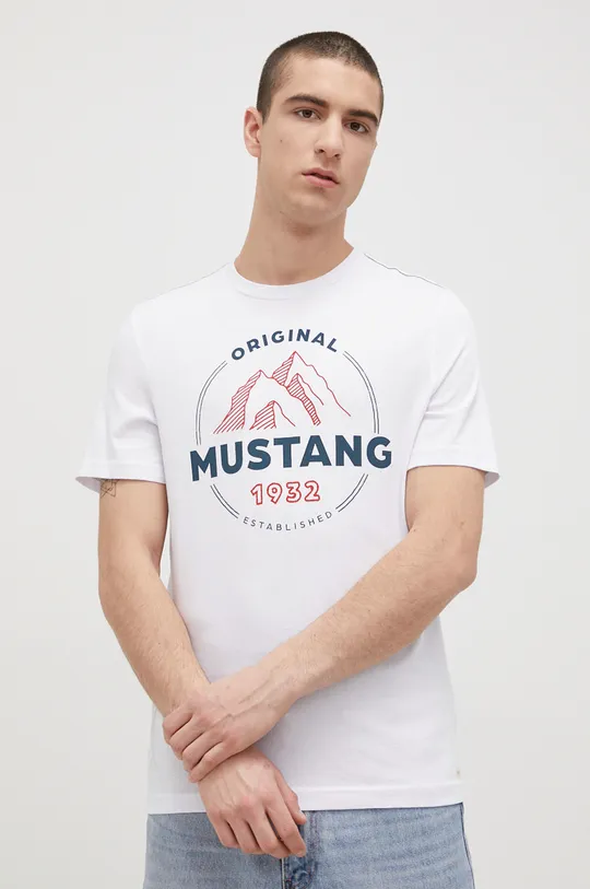 λευκό Mustang - Βαμβακερό μπλουζάκι Ανδρικά