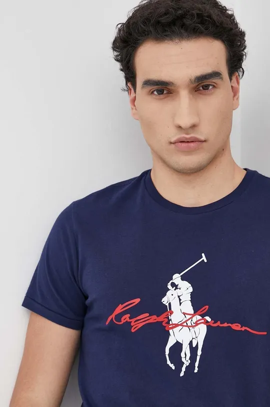 granatowy Polo Ralph Lauren t-shirt bawełniany 710858444003 Męski