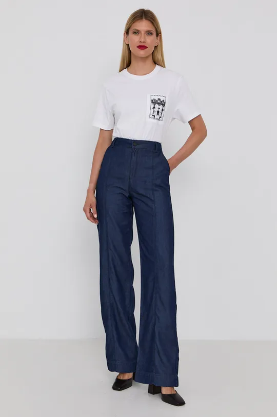 Karl Lagerfeld T-shirt bawełniany 211W1783 biały