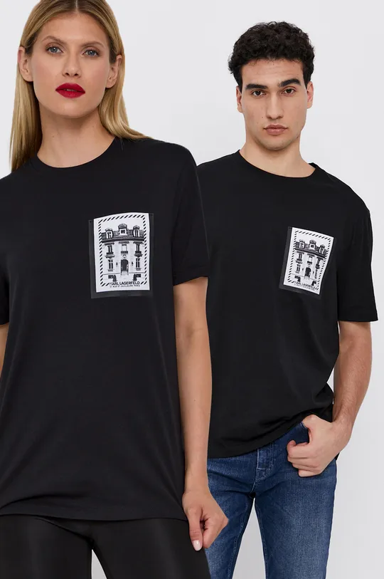 czarny Karl Lagerfeld T-shirt bawełniany 211W1783 Unisex
