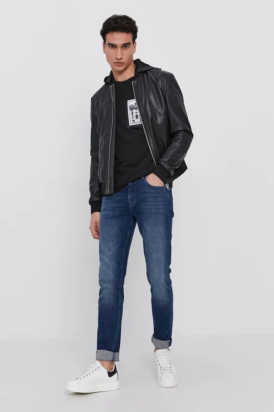 Karl Lagerfeld T-shirt bawełniany 211W1783 czarny