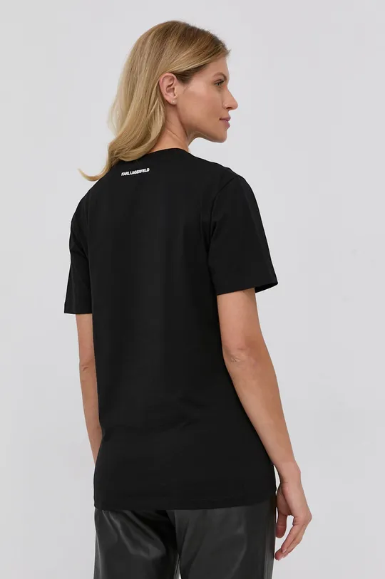 czarny Karl Lagerfeld T-shirt bawełniany 216W1786