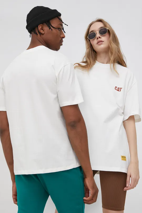 beżowy Caterpillar T-shirt bawełniany Unisex
