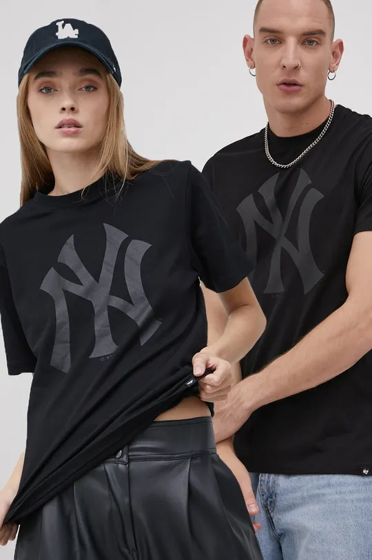 μαύρο Βαμβακερό μπλουζάκι 47 brand NHL Pittsburgh Penguins MLB New York Yankees Unisex