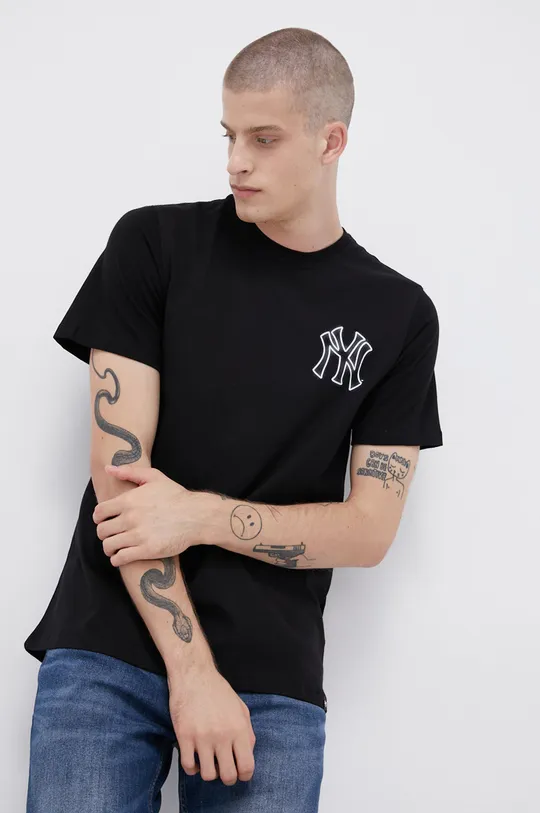 Βαμβακερό μπλουζάκι 47brand μαύρο