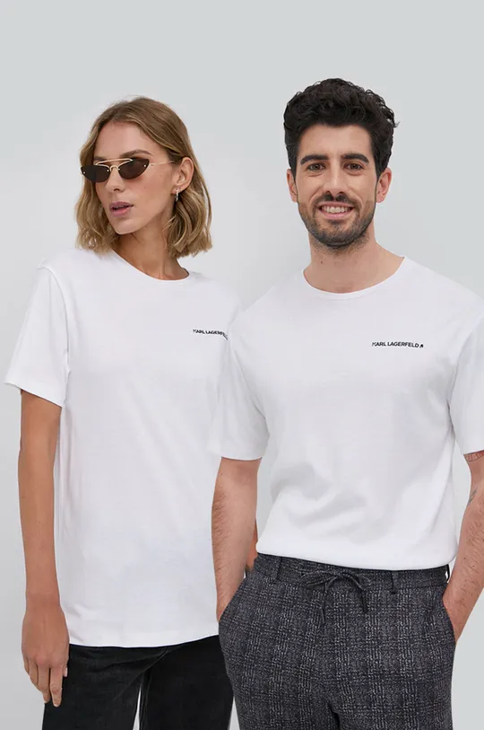 biały Karl Lagerfeld T-shirt 215M2181.41 Unisex
