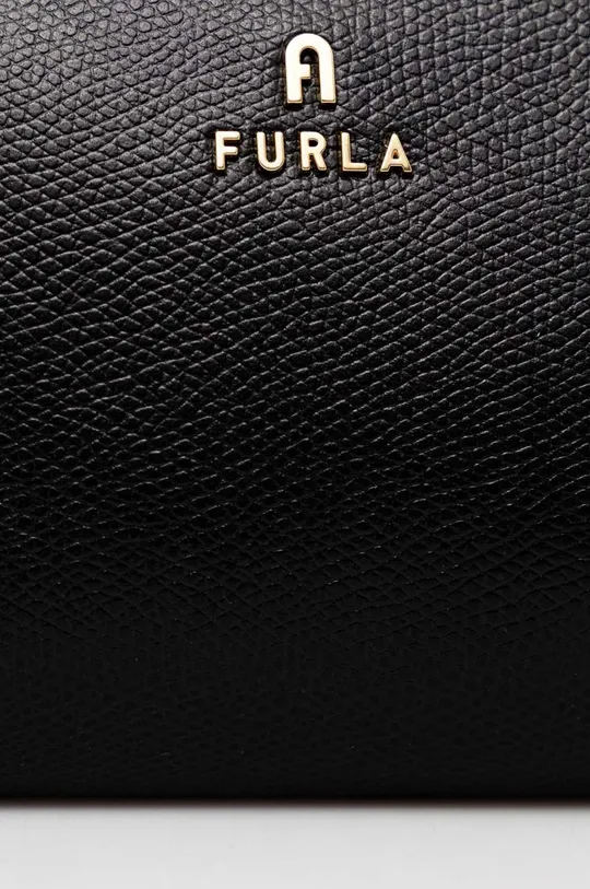 Usnjena kozmetična torbica Furla Ares črna