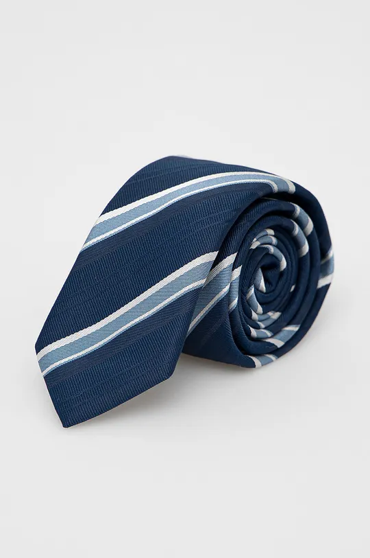 niebieski BOSS krawat z domieszką jedwabiu 50475657 Męski