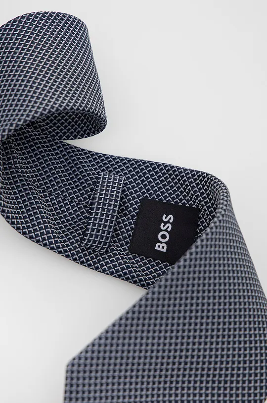 Краватка з домішкою шовку BOSS сірий
