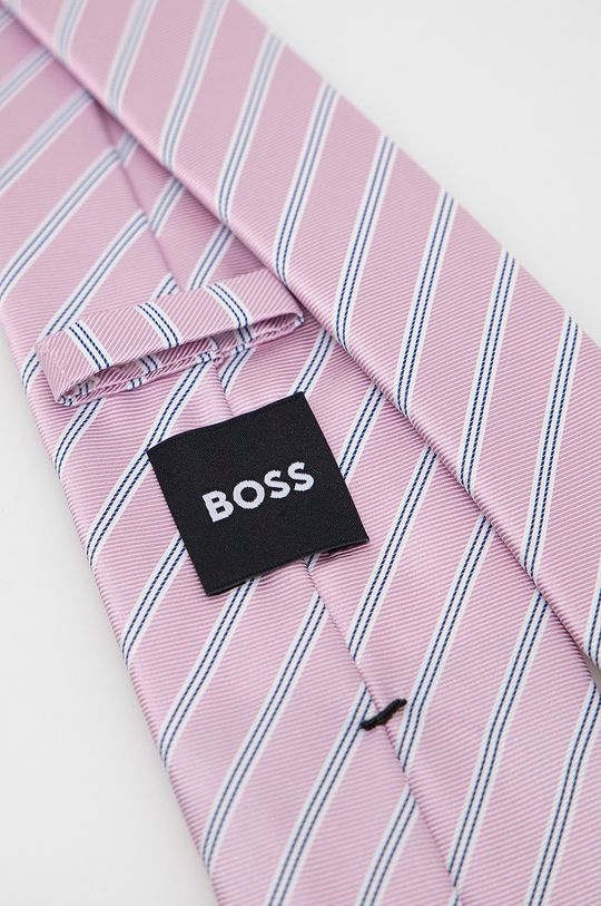 BOSS cravată din amestec de mătase roz