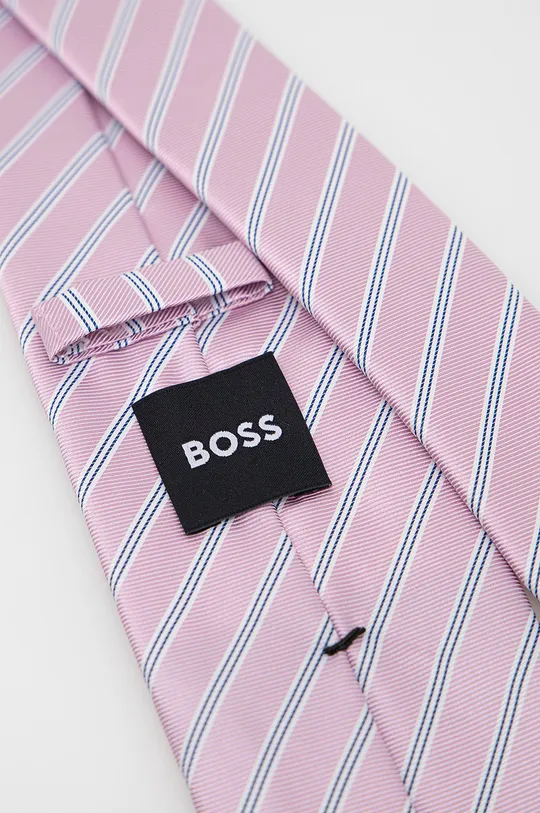 Краватка з домішкою шовку BOSS рожевий