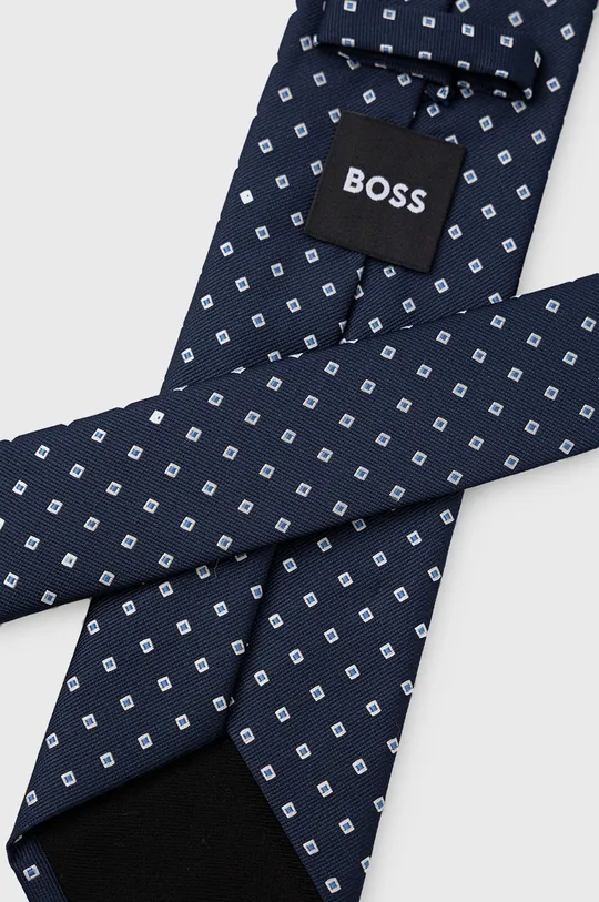 Γραβάτα σε μείγμα μεταξιού BOSS σκούρο μπλε