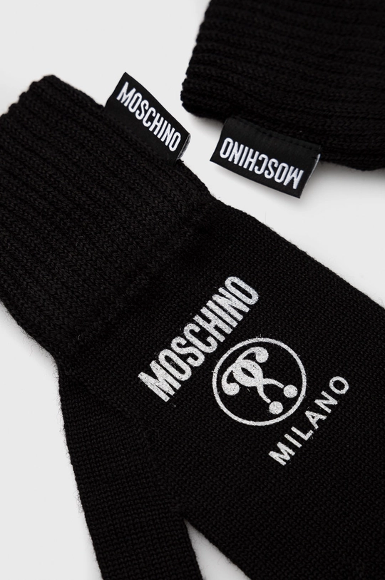 Vunene rukavice Moschino crna