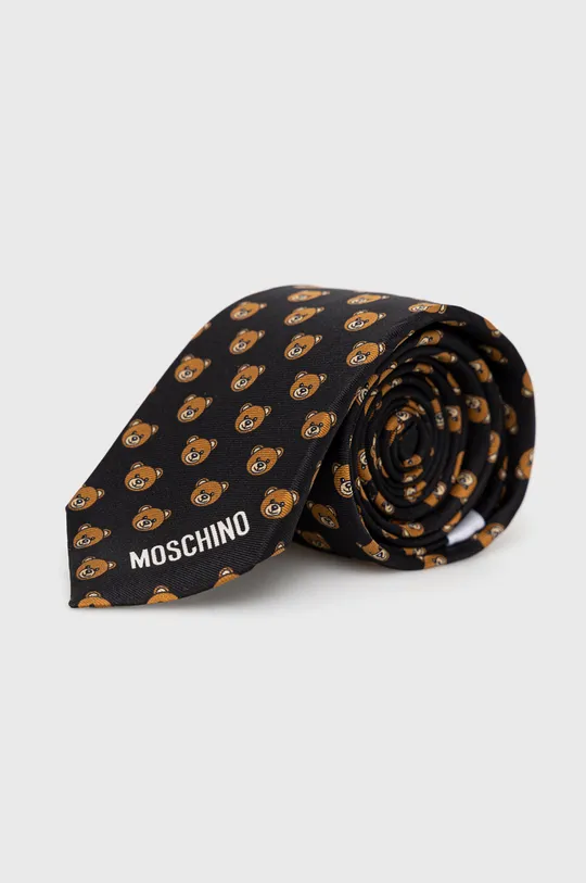czarny Moschino krawat jedwabny Męski