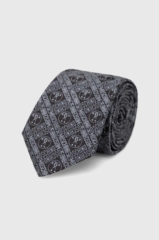 siva Svilena kravata Moschino Moški