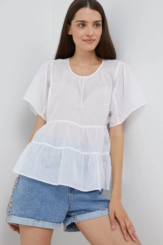 λευκό Βαμβακερή μπλούζα Sisley Γυναικεία