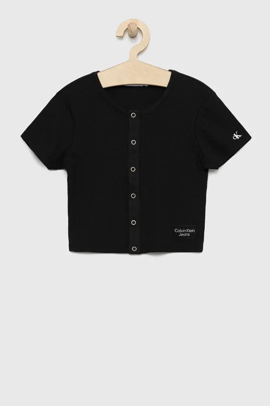 crna Dječja majica kratkih rukava Calvin Klein Jeans Za djevojčice