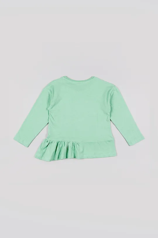 Otroška bombažna majica z dolgimi rokavi zippy zelena