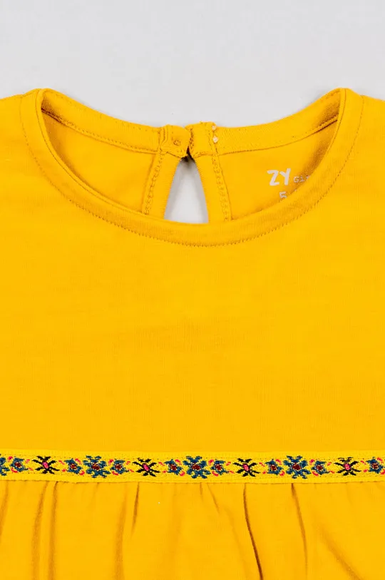 žltá Detské tričko s dlhým rukávom zippy