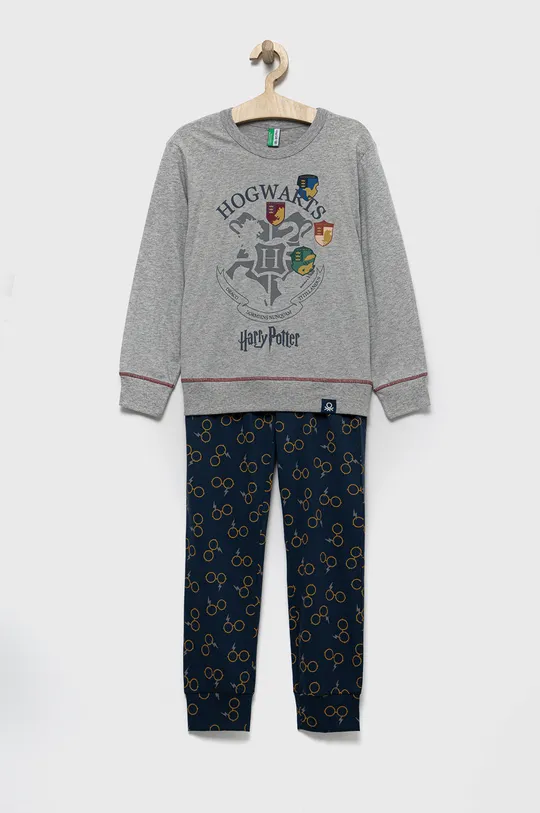 szary United Colors of Benetton piżama bawełniana dziecięca Chłopięcy