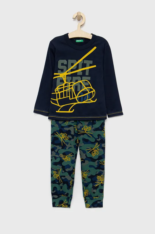 tmavomodrá Detské bavlnené pyžamo United Colors of Benetton Chlapčenský