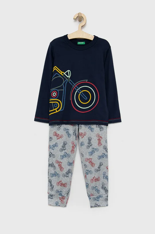 siva Otroška bombažna pižama United Colors of Benetton Fantovski
