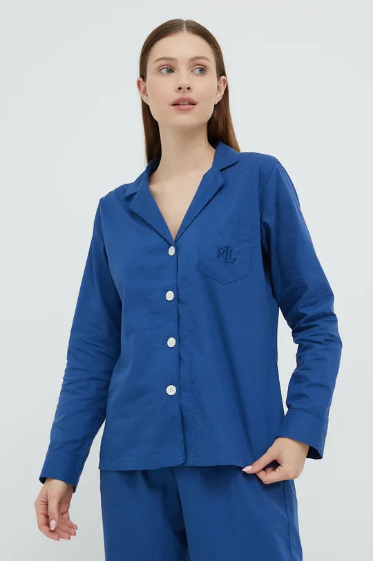 Βαμβακερές πιτζάμες Lauren Ralph Lauren μπλε