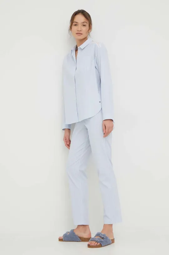 Βαμβακερό παντελόνι πιτζάμα Tommy Hilfiger μπλε