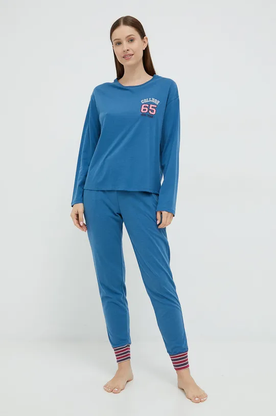 Pyžamové tričko s dlhým rukávom United Colors of Benetton modrá