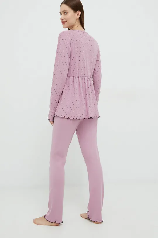 Pamučna pidžama United Colors of Benetton roza