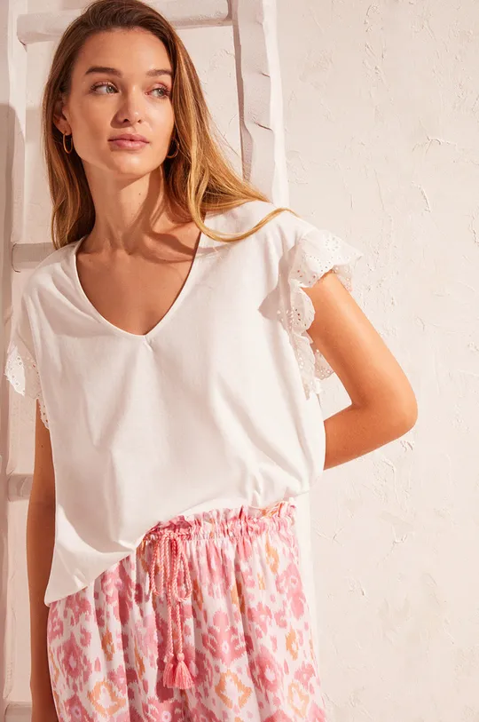 women'secret t-shirt piżamowy Mix & Match biały