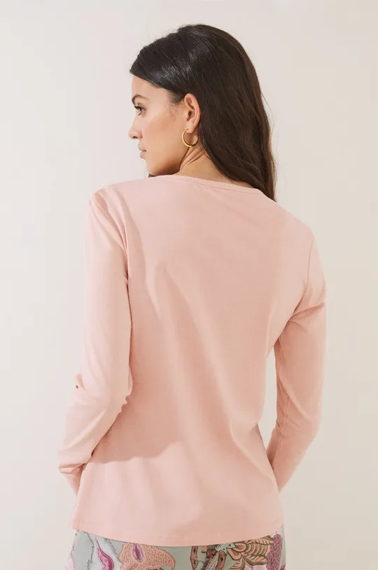 Βαμβακερή μπλούζα πιτζάμας με μακριά μανίκια women'secret Mix & Match ροζ