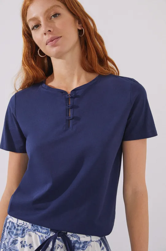 Gornji dio pidžame - pamučna majica dugih rukava women'secret Mix & Match mornarsko plava